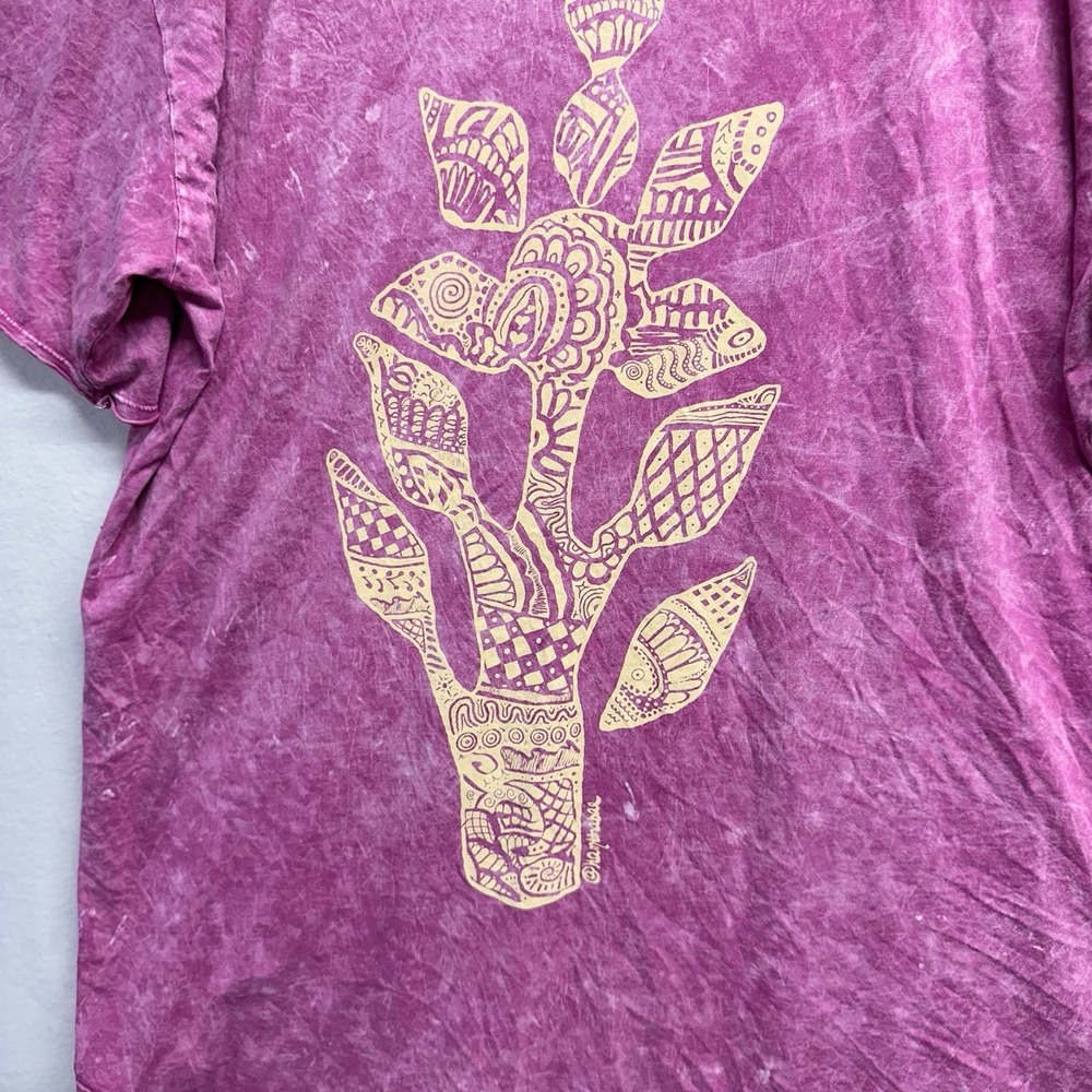 Kantha Bae Open Hands Dream Tee Shirt Dress One Size Loose Fit Tunic Pink Hippie - Picture 5 of 9